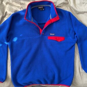 Patagonia Synchilla® Snap-T® Pullover - Blue w/ Red Trim - Like New